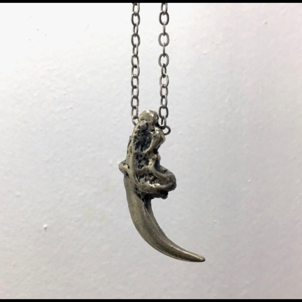 Handmade Silver Eagle Bird Dragon Claw Necklace